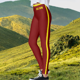 Legging Texto Personalizado Gata Mãe Burgundy Amarelo List