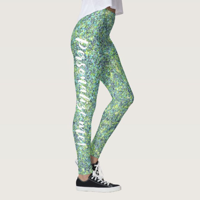 Legging TEXTO PERSONALIZADO Glam Aqua Citron Green Mermaid (Direita)