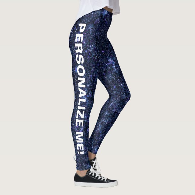 Legging TEXTO PERSONALIZADO Glitter Azul do Marinho Mágico (Direita)