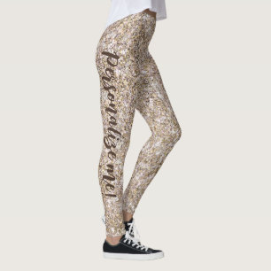 Legging TEXTO PERSONALIZADO Glitter Dourado Neutro de Glam
