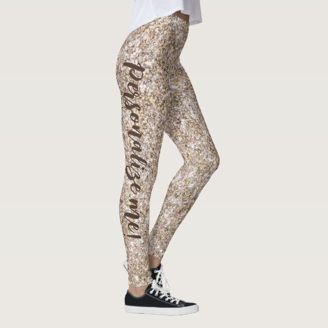Legging TEXTO PERSONALIZADO Glitter Dourado Neutro de Glam (Direita)