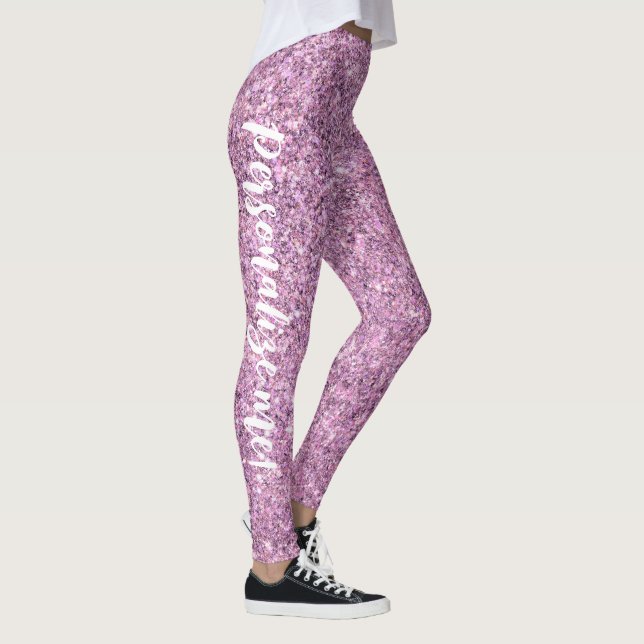 Legging TEXTO PERSONALIZADO Glitter Roxo Glam Glitz (Direita)