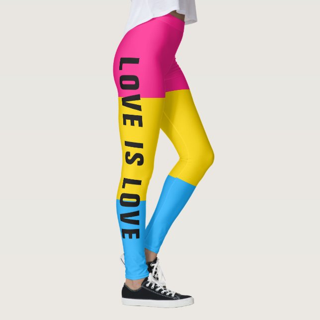 Legging Texto Personalizado LGBT Bandeira Pansexual Arco-Í (Direita)