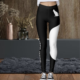 Legging Texto Personalizado Pet Preto e Branco Gatinha Mãe