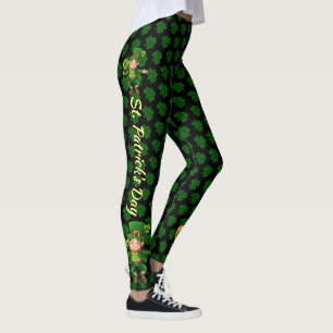 Legging Texto Personalizar Verde e Preto do Dia de São Pat
