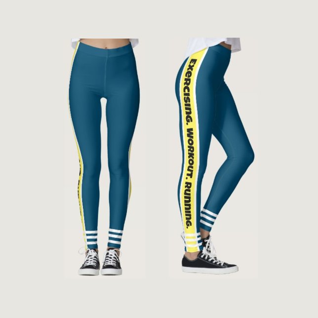 Legging Texto preto moderno l Marinho azul l Workout (Criador carregado)