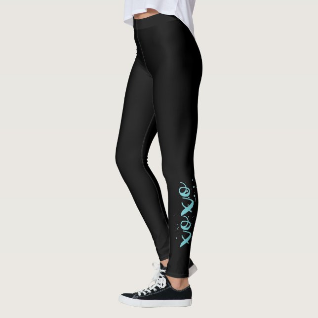 Legging Texto Turquoise do xoxo Legal Preto Único (Esquerda)
