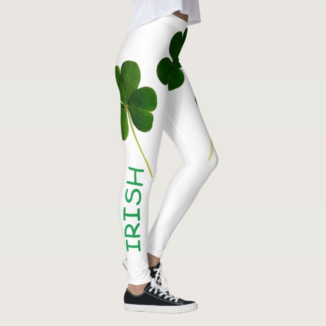 Legging Texto Verde de 2020 do Shamrock irlandês para Dia  (Direita)