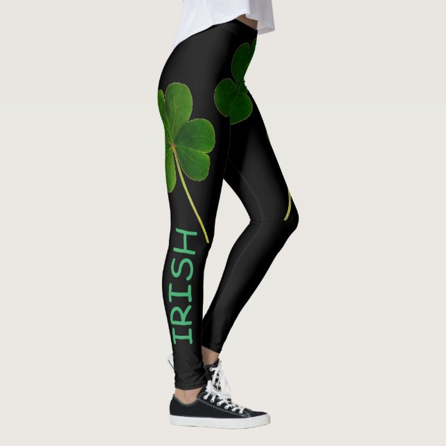 Legging Texto Verde do Shamrock Irlandês para 2020 (Direita)