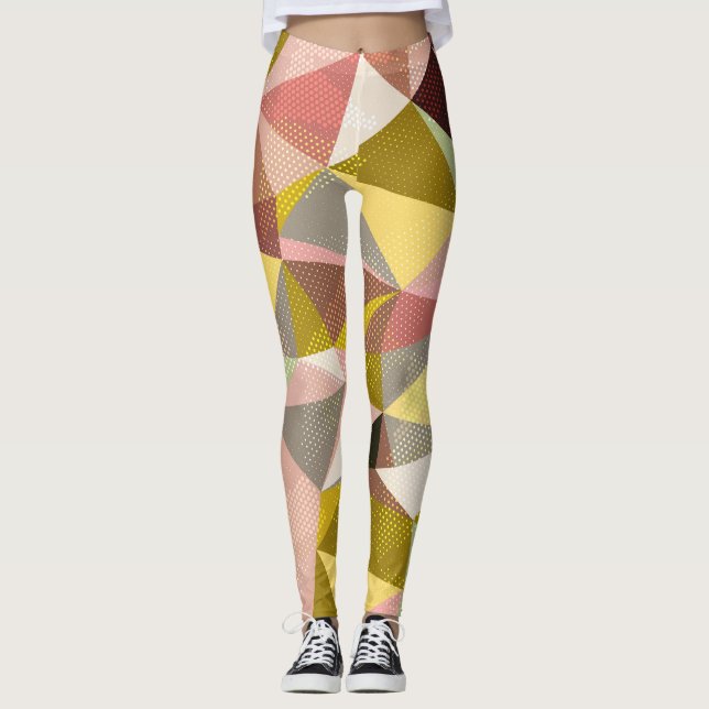 Legging Textura Abstrato de triângulos geométricos colorid (Frente)
