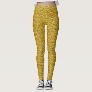 Legging Textura Amarela Do Couro Fechada Sem Costura