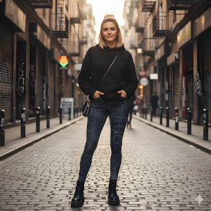 Legging Textura artística da Cinza de Retro Indigo