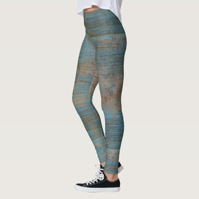 Legging Textura Azul de Madeira de Praia (Esquerda)