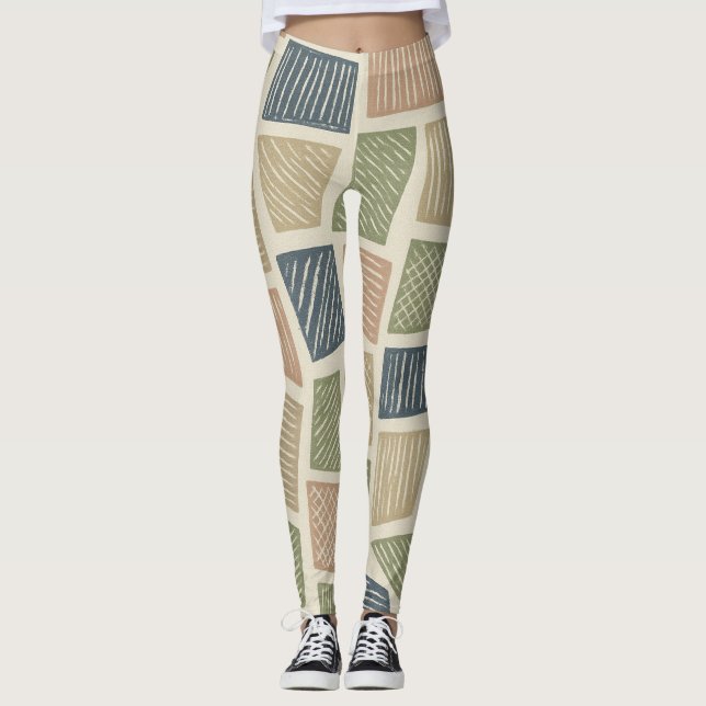 Legging Textura Botânica Mudada Gráfico Retroativo (Frente)
