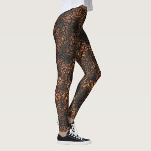 Legging Textura castanha enrugada com manchas e fissuras q