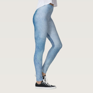 Legging Textura de Cor da Água Azul