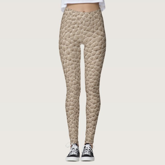 Legging Textura de couro bege, fundo sem costura. (Frente)