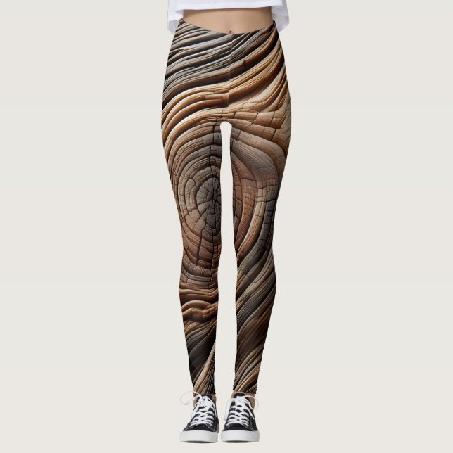 Legging Textura de Design de madeira abstrato (Frente)