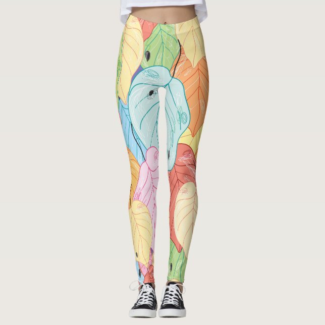 Legging Textura De Folha Brilhante: A Natureza Inspirou. (Frente)