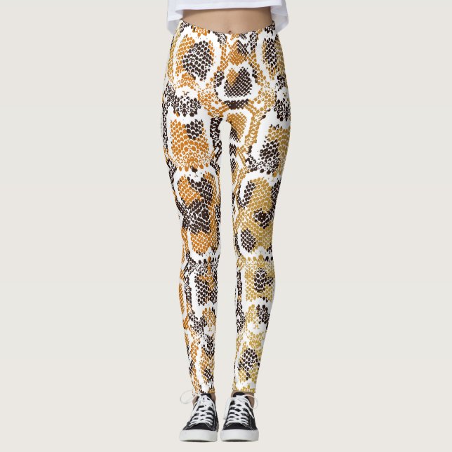 Legging Textura de impressão de animais de Cobra de Leopar (Frente)