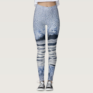 Legging Textura de Jeans rasgados azuis claros
