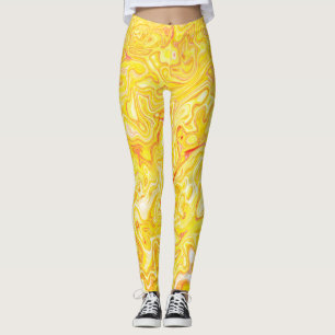 Legging Textura de Mármore Amarelo de Limão e Mel Abstrato