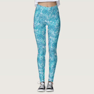 Legging Textura de mármore azul e branco
