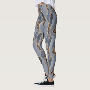 Legging Textura de Mármore Cinza Escuro Luxuoso com Veias