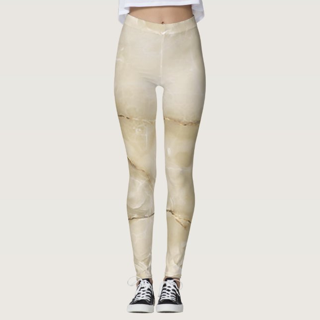 Legging Textura de Mármore Dourado Feminino Moderno (Frente)