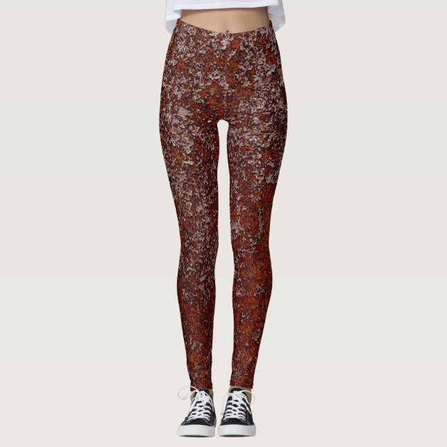 Legging Textura de metal enferrujado de cobre laranja quei (Frente)