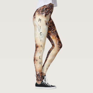 Legging Textura de metal enferrujado marrom legal Nome per