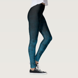 Legging Textura de Ombre de Grunge Preto e Teal
