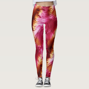 Legging Textura de pelo de monstro falso rosa e laranja di