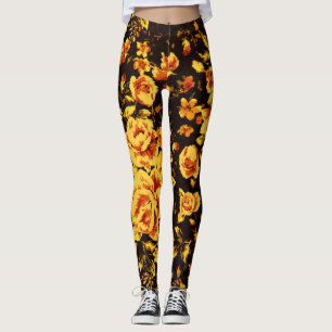 Legging textura de vidro de faísca abstrato floral