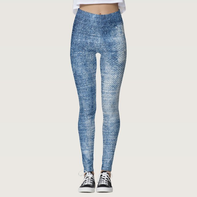 Legging Textura Denim: Furos Enroscados. (Frente)