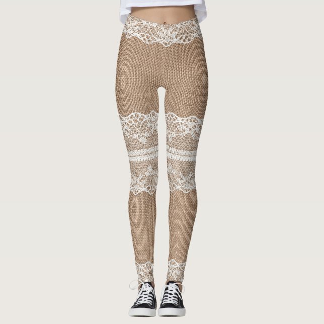 Legging Textura Do Lace Escuro Burlap (Frente)