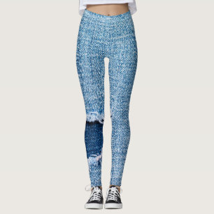 Legging Textura do tecido denim rasgada, matizes azuis.