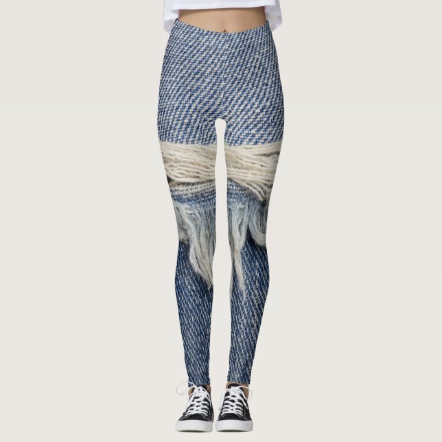 Legging Textura dos jeans riscada, fundo do na moda. (Frente)