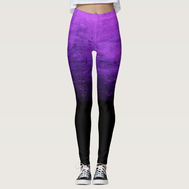 Legging Textura Envelhecida Ombré Preta - Roxo (Frente)