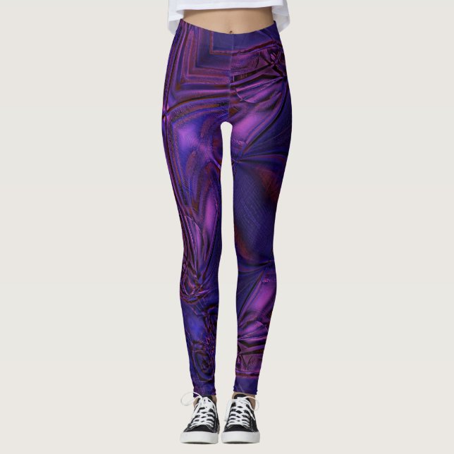 Legging Textura esmaecida de azul a roxo e arranhões digit (Frente)