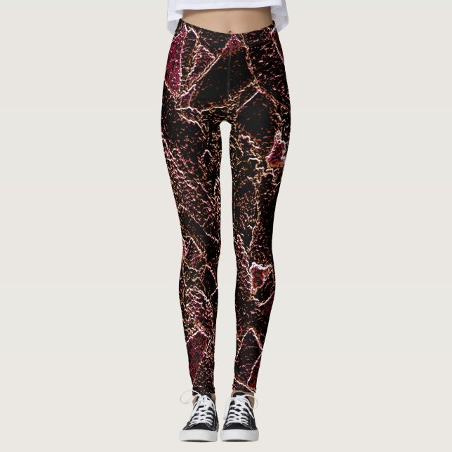 Legging Textura estilo rocha marrom entalhada (Frente)