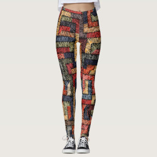 Legging Textura geométrica bordada, étnica