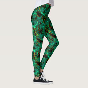 Legging Textura grosseira, ciano verde escuro com crateras