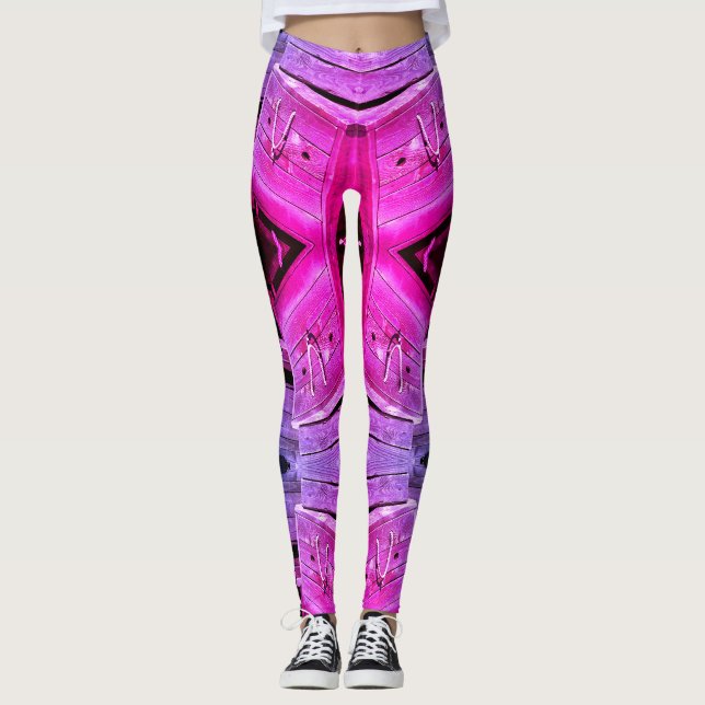 Legging Textura Grunge Fuchsia com Elementos Arquitetônico (Frente)