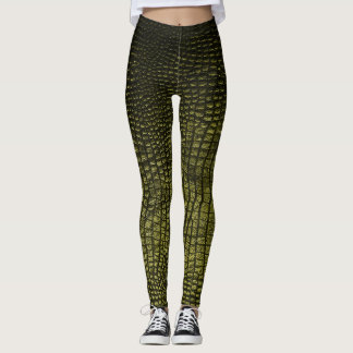 Legging Textura luxuosa de crocodilo escuro.