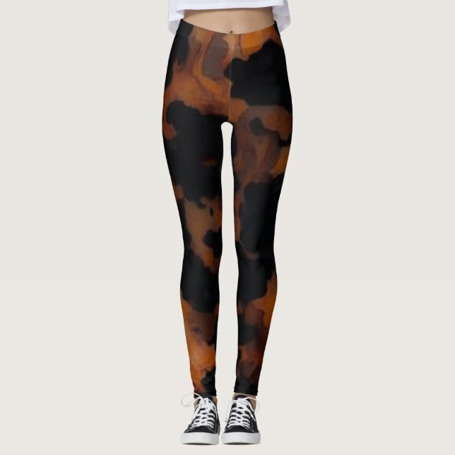 Legging Textura Marrom e Preta Abstrata Chic TortoiseShell (Frente)