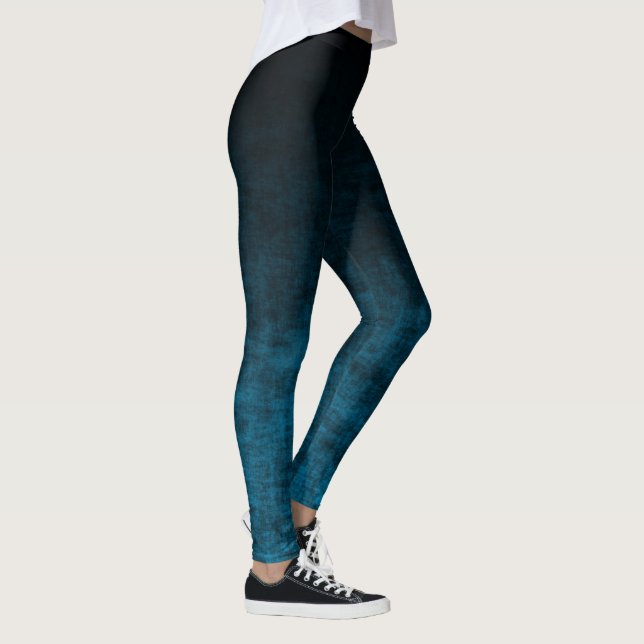 Legging Textura Ombre Grunge Preto e Azul Turquesa (Direita)