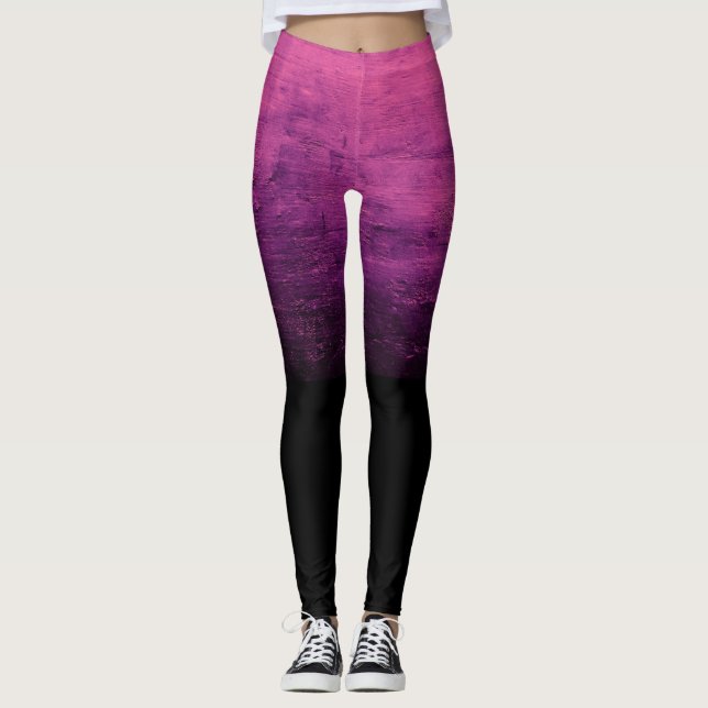 Legging Textura Ombre Preta Envelhecida - Rosa (Frente)