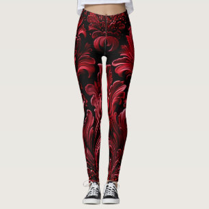 Legging Textura Pulmonar Vermelhos Veludo Luxuoso