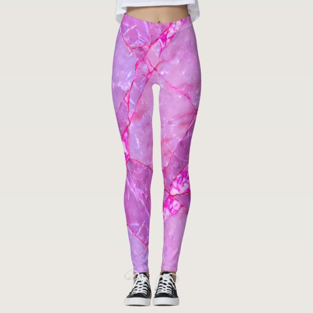 Legging Textura rosa de mármore, efeito mármore (Frente)